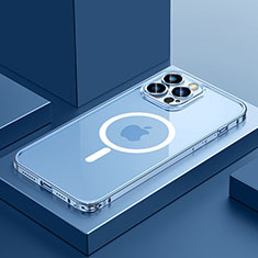 Apple iPhone 15 Pro用ケース 高級感 手触り良い メタル兼プラスチック バンパー Mag-Safe 磁気 Magnetic QC3 アップル ネイビー