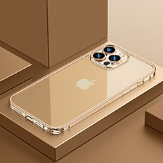 Apple iPhone 15 Pro用ケース 高級感 手触り良い メタル兼プラスチック バンパー QC4 アップル ゴールド