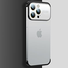 Apple iPhone 15 Pro用ハードカバー クリスタル クリア透明 QC4 アップル シルバー