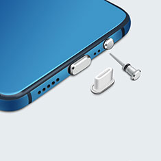 Apple iPhone 15 Pro用アンチ ダスト プラグ キャップ ストッパー USB-C Android Type-Cユニバーサル H05 アップル シルバー