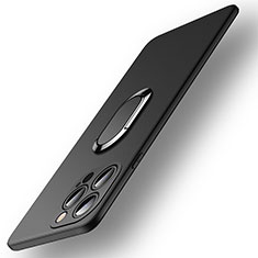 Apple iPhone 15 Pro Max用極薄ソフトケース シリコンケース 耐衝撃 全面保護 アンド指輪 マグネット式 バンパー A09 アップル ブラック