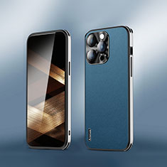 Apple iPhone 15 Pro Max用ケース 高級感 手触り良いレザー柄 AT6 アップル ネイビー