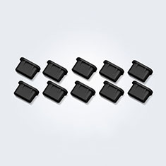 Apple iPhone 16 Plus用アンチ ダスト プラグ キャップ ストッパー USB-C Android Type-Cユニバーサル 10PCS H01 アップル ブラック