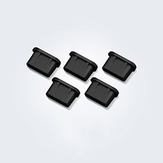 Apple iPhone 16 Plus用アンチ ダスト プラグ キャップ ストッパー USB-C Android Type-Cユニバーサル 5PCS H01 アップル ブラック