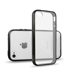 Apple iPhone 4S用ハイブリットバンパーケース クリア透明 プラスチック アップル ブラック