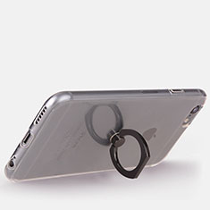 Apple iPhone 6用極薄ソフトケース シリコンケース 耐衝撃 全面保護 クリア透明 アンド指輪 S01 アップル ブラック