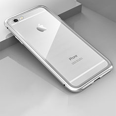 Apple iPhone 6用ケース 高級感 手触り良い アルミメタル 製の金属製 360度 フルカバーバンパー 鏡面 カバー M01 アップル シルバー