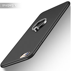 Apple iPhone 6 Plus用ハードケース プラスチック 質感もマット アンド指輪 A01 アップル ブラック