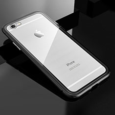 Apple iPhone 6S用ケース 高級感 手触り良い アルミメタル 製の金属製 360度 フルカバーバンパー 鏡面 カバー M01 アップル ブラック