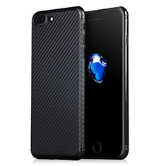 Apple iPhone 7 Plus用シリコンケース ソフトタッチラバー ツイル W02 アップル ブラック