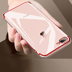 Apple iPhone 7 Plus用極薄ソフトケース シリコンケース 耐衝撃 全面保護 クリア透明 A02 アップル レッド