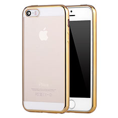Apple iPhone SE用極薄ソフトケース シリコンケース 耐衝撃 全面保護 クリア透明 H05 アップル ゴールド