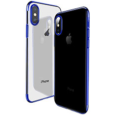 Apple iPhone X用極薄ソフトケース シリコンケース 耐衝撃 全面保護 クリア透明 T19 アップル ネイビー