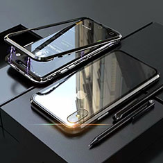 Apple iPhone X用ケース 高級感 手触り良い アルミメタル 製の金属製 360度 フルカバーバンパー 鏡面 カバー M02 アップル ブラック