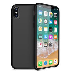 Apple iPhone Xs用360度 フルカバー極薄ソフトケース シリコンケース 耐衝撃 全面保護 アップル ブラック