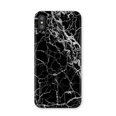 Apple iPhone Xs用シリコンケース ソフトタッチラバー 大理石模様 P02 アップル ブラック