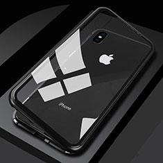 Apple iPhone Xs用ケース 高級感 手触り良い アルミメタル 製の金属製 360度 フルカバーバンパー 鏡面 カバー M01 アップル ブラック