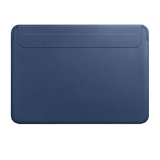 Apple MacBook 12 インチ用高品質ソフトレザーポーチバッグ ケース イヤホンを指したまま L01 アップル ネイビー