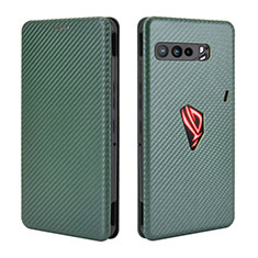 Asus ROG Phone 3用手帳型 レザーケース スタンド カバー L02Z Asus グリーン