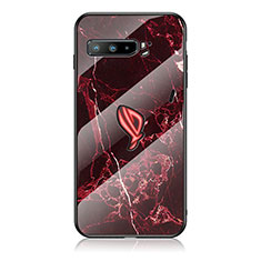 Asus ROG Phone 3用ハイブリットバンパーケース プラスチック パターン 鏡面 カバー Asus レッド