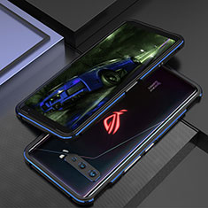 Asus ROG Phone 3用ケース 高級感 手触り良い アルミメタル 製の金属製 バンパー カバー Asus ネイビー・ブラック