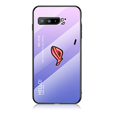 Asus ROG Phone 3用ハイブリットバンパーケース プラスチック 鏡面 虹 グラデーション 勾配色 カバー LS1 Asus ラベンダー