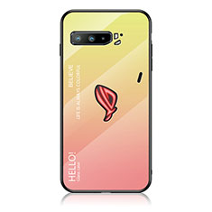 Asus ROG Phone 3用ハイブリットバンパーケース プラスチック 鏡面 虹 グラデーション 勾配色 カバー LS1 Asus イエロー