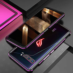 Asus ROG Phone 3 Strix ZS661KS用ケース 高級感 手触り良い アルミメタル 製の金属製 バンパー カバー JZ2 Asus パープル