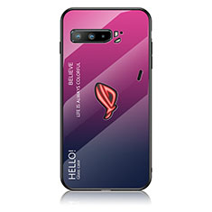 Asus ROG Phone 3 Strix ZS661KS用ハイブリットバンパーケース プラスチック 鏡面 虹 グラデーション 勾配色 カバー LS1 Asus ローズレッド