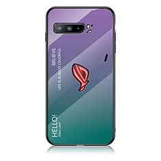 Asus ROG Phone 3 Strix ZS661KS用ハイブリットバンパーケース プラスチック 鏡面 虹 グラデーション 勾配色 カバー LS1 Asus マルチカラー