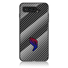 Asus ROG Phone 5 ZS673KS用ハイブリットバンパーケース プラスチック 鏡面 虹 グラデーション 勾配色 カバー LS2 Asus ブラック