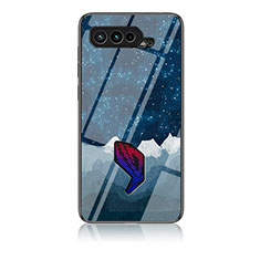 Asus ROG Phone 5s用ハイブリットバンパーケース プラスチック パターン 鏡面 カバー LS1 Asus ネイビー