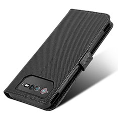 Asus ROG Phone 6 Pro用手帳型 レザーケース スタンド カバー BY7 Asus ブラック