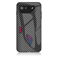 Asus ROG Phone 7用ハイブリットバンパーケース プラスチック 鏡面 虹 グラデーション 勾配色 カバー LS2 Asus ブラック