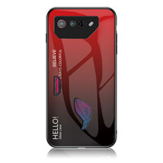 Asus ROG Phone 7 Ultimate用ハイブリットバンパーケース プラスチック 鏡面 虹 グラデーション 勾配色 カバー LS1 Asus レッド