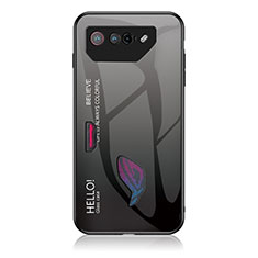 Asus ROG Phone 7 Ultimate用ハイブリットバンパーケース プラスチック 鏡面 虹 グラデーション 勾配色 カバー LS1 Asus ダークグレー