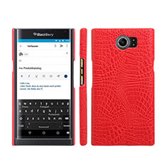 Blackberry Priv用ハードケース プラスチック レザー柄 Blackberry レッド