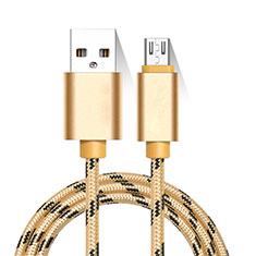 Micro USBケーブル 充電ケーブルAndroidユニバーサル M01 ゴールド