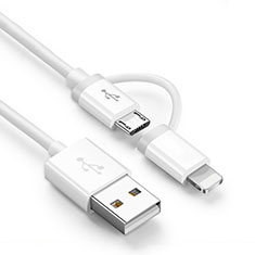 Accessoires Telephone Portefeuille En Cuir用Lightning USBケーブル 充電ケーブル Android Micro USB ML01 ホワイト