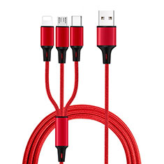 Lightning USBケーブル 充電ケーブル Android Micro USB Type-C ML08 レッド