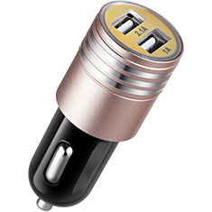 Oppo Find X5 Lite 5G用車載充電器3.1A USB電源2ポート カーチャージャー 急速充電 U04 ピンク