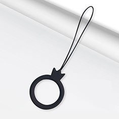 Oppo K9 5G用携帯ストラップ リングストラップ ハンドストラップ アンド指輪 R07 ブラック