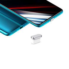 Samsung Galaxy A04E用アンチ ダスト プラグ キャップ ストッパー USB-C Android Type-Cユニバーサル H02 シルバー