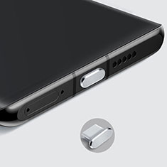 Oppo F21 Pro 5G用アンチ ダスト プラグ キャップ ストッパー USB-C Android Type-Cユニバーサル H08 シルバー