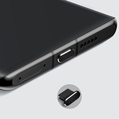 Samsung Z1 Z130H用アンチ ダスト プラグ キャップ ストッパー USB-C Android Type-Cユニバーサル H08 ブラック