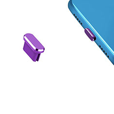 Oppo F21 Pro 4G用アンチ ダスト プラグ キャップ ストッパー USB-C Android Type-Cユニバーサル H13 パープル