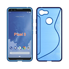 Google Pixel 3用ソフトケース S ライン クリア透明 グーグル ブルー