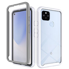 Google Pixel 5 XL 5G用360度 フルカバー ハイブリットバンパーケース クリア透明 プラスチック カバー ZJ1 グーグル ホワイト