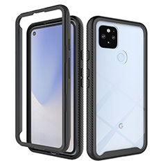 Google Pixel 5 XL 5G用360度 フルカバー ハイブリットバンパーケース クリア透明 プラスチック カバー ZJ1 グーグル ブラック