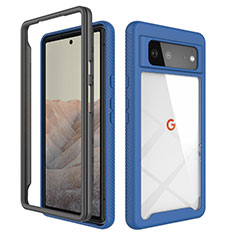 Google Pixel 6 5G用360度 フルカバー ハイブリットバンパーケース クリア透明 プラスチック カバー ZJ1 グーグル ネイビー